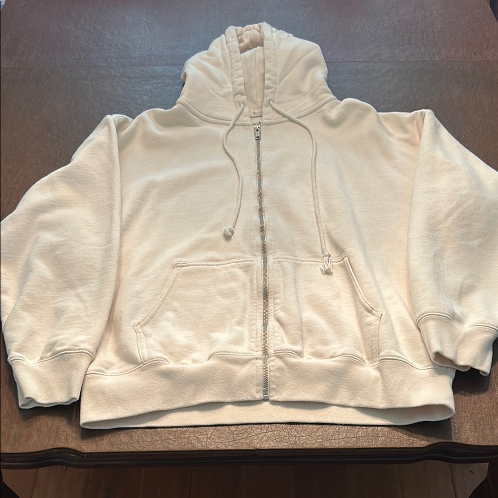 Oversized John Galt Cream Zip-Up Hoodie